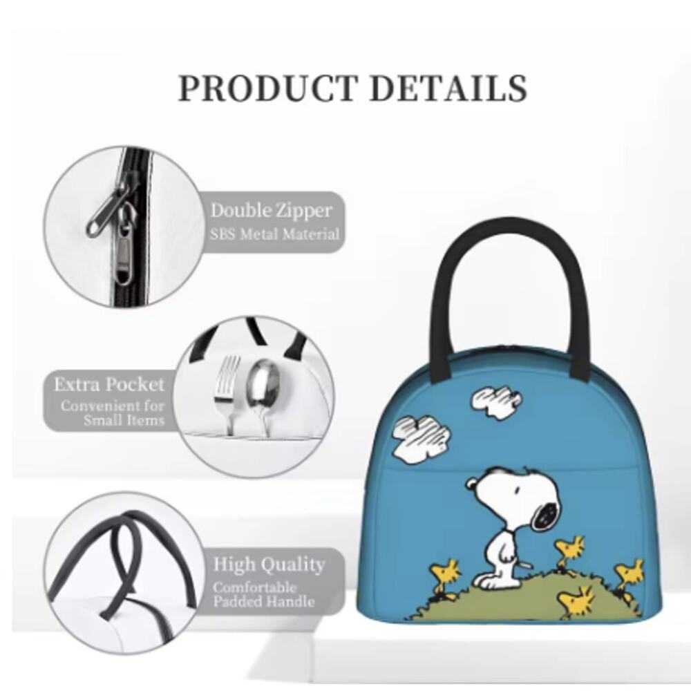 Peanuts Snoopy Lunchbox Bag, Insulated Tote, Bento Box - Christmas, Be Merry - Picture 3 of 3